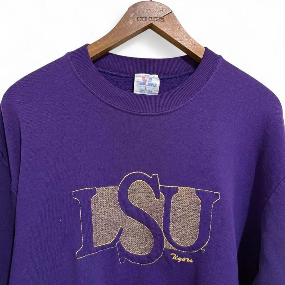 Vintage Tee Jays LSU Tigers Sweatshirt Size L Purple Gold USA Made